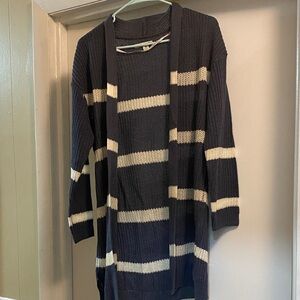 Striped Navy and Cream Women's Sweater